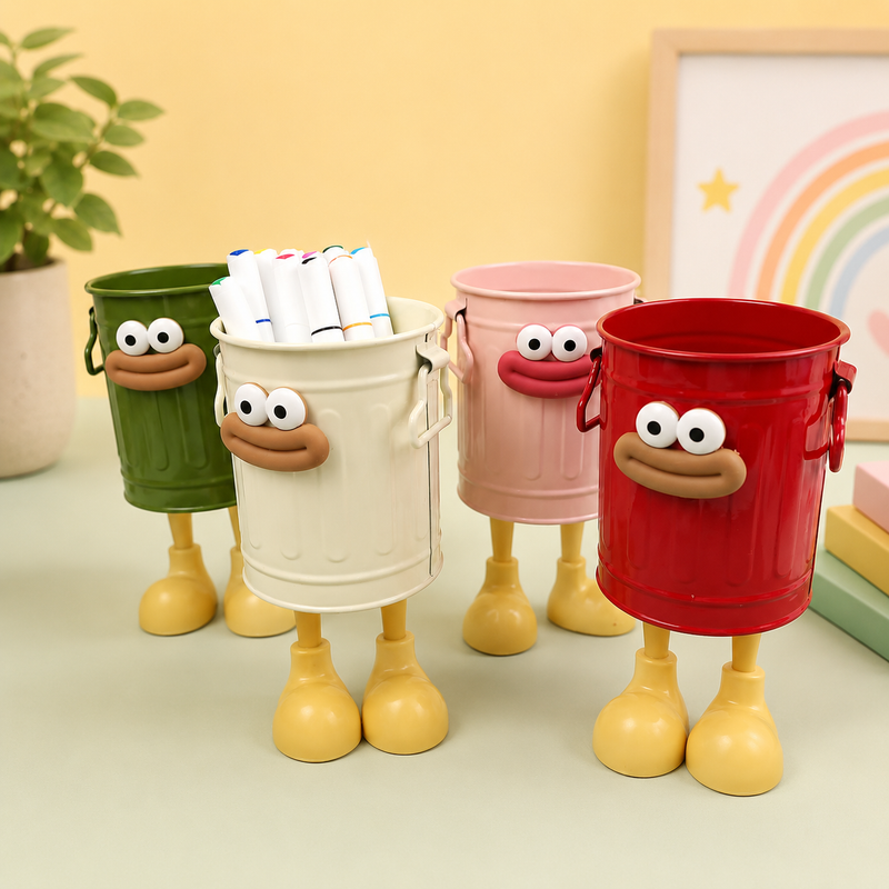 Cute metal smiley stationery holder