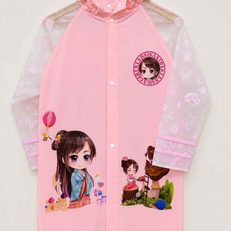 Pretty girl raincoat for kids SIZE L ( Age 5-9 years )