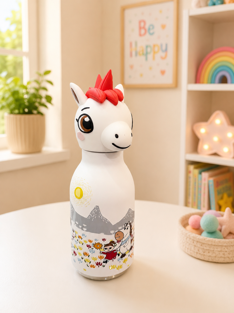 Viral kawai animal steel bottle - white unicorn