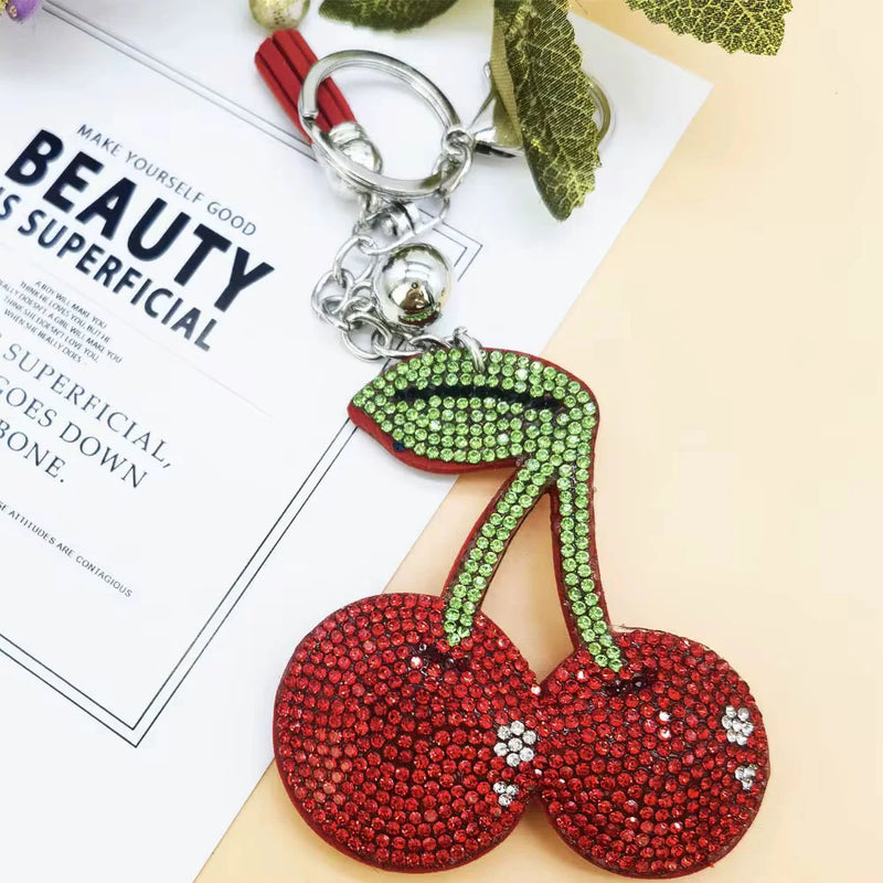 Cherry Rhinestone bling keychain charm