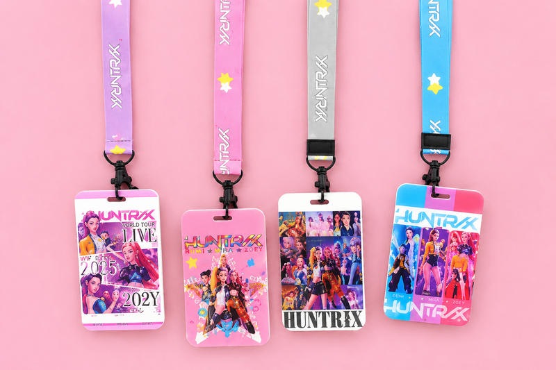 Cute character ID card holder with lanyard for kids