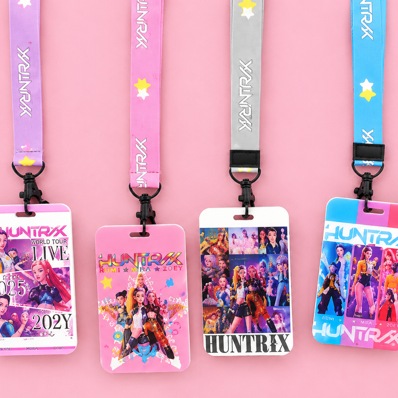Cute character ID card holder with lanyard for kids