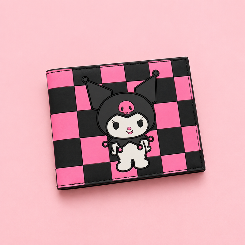 Cute Kuromi checkered wallet