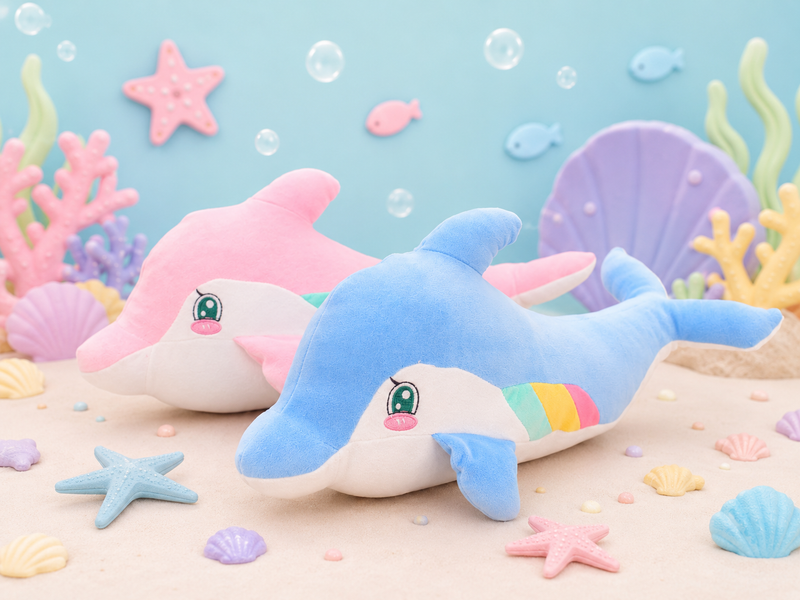 Rainbow dolphin plush toy
