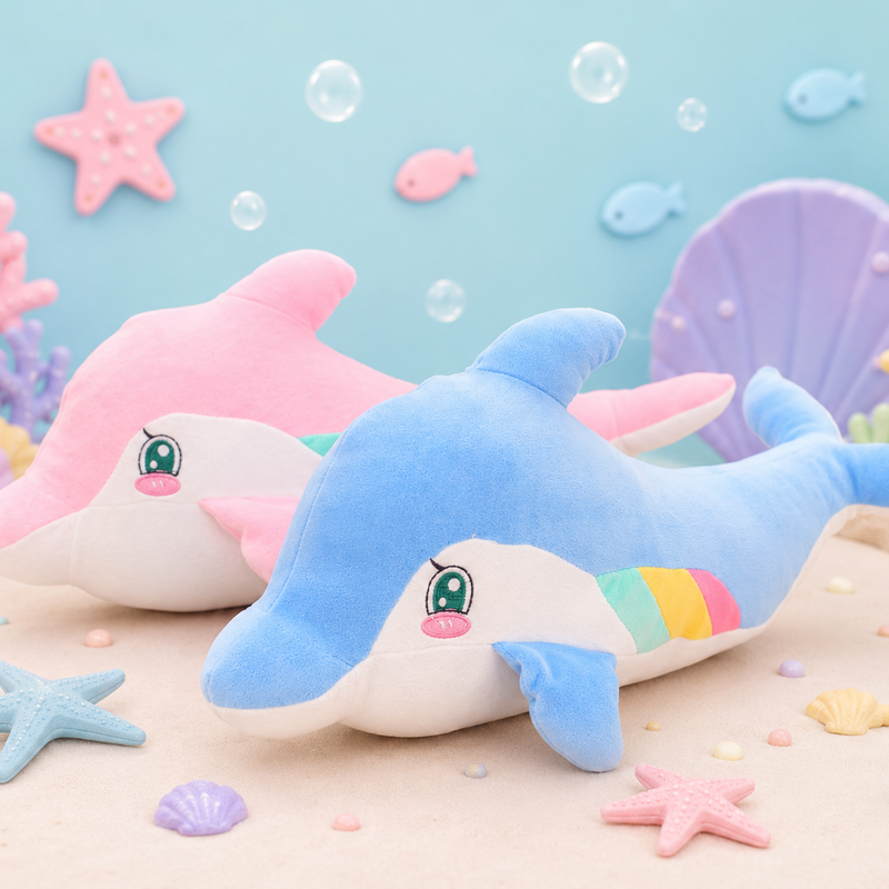 Rainbow dolphin plush toy