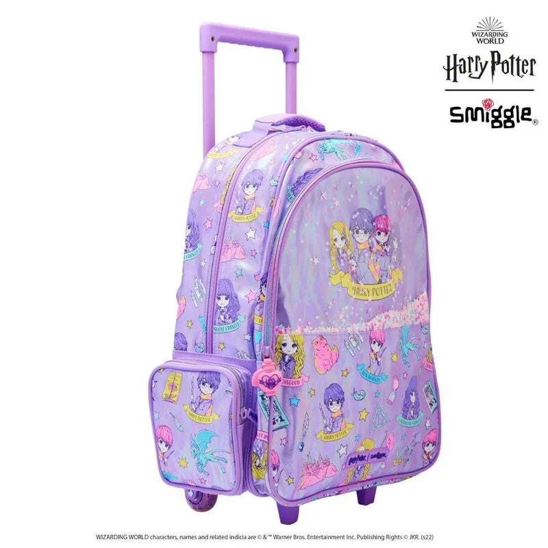 Smiggle 18 inch Harry Potter Trolley Backpack- wheeled bag for kids with extendable handles