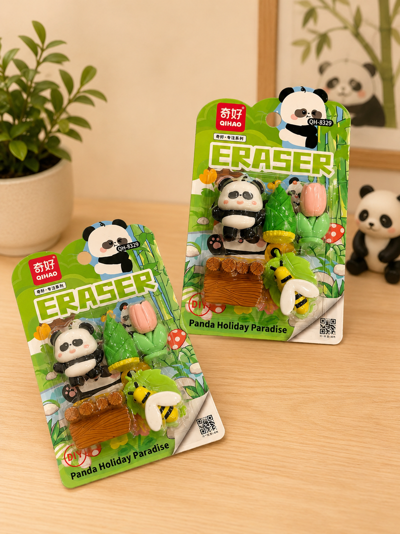 Panda theme eraser set