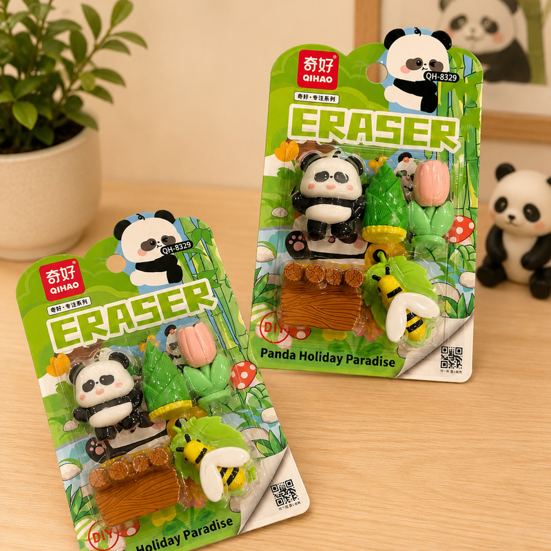 Panda theme eraser set