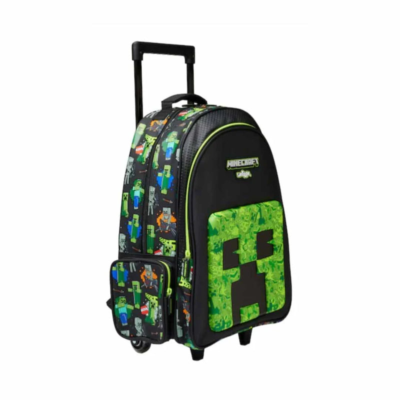 Smiggle Minecraft 18 inch trolley backpack for kids - wheeled school bag with extendable handles