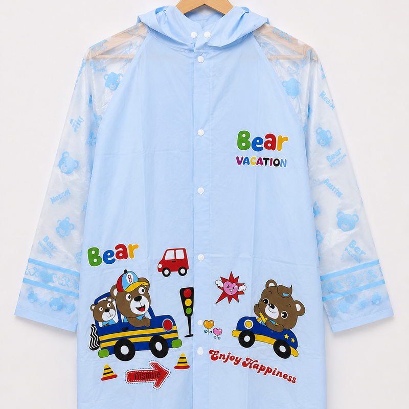 Bear on the car raincoat for kids size L ( Age 5-9 years )