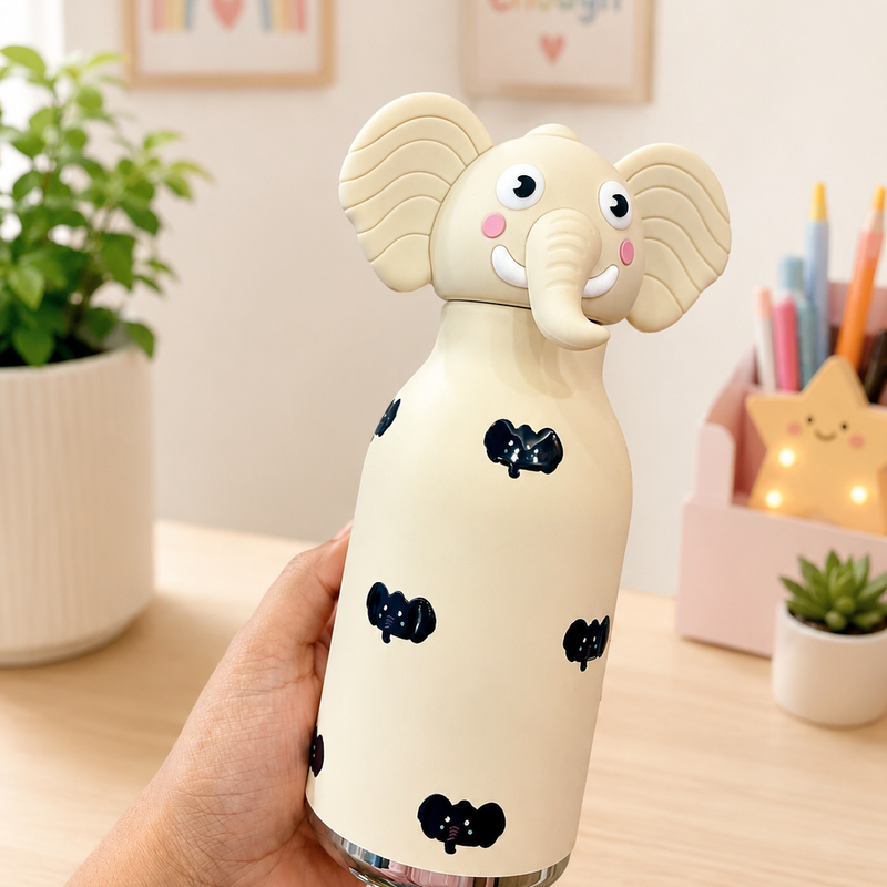 Viral kawai animal steel bottle - white elephant