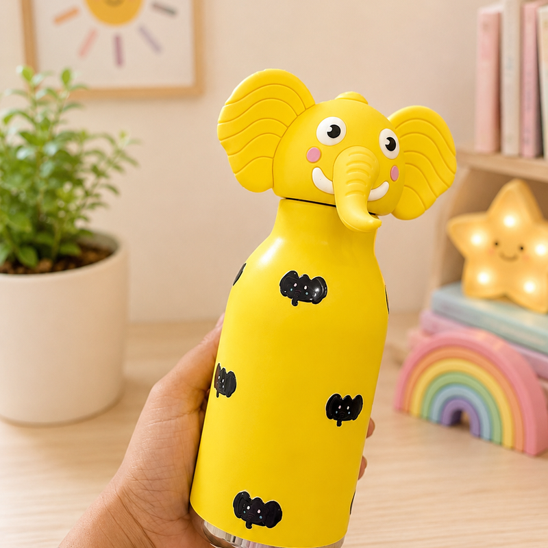 Viral kawai animal steel bottle - yellow elephant