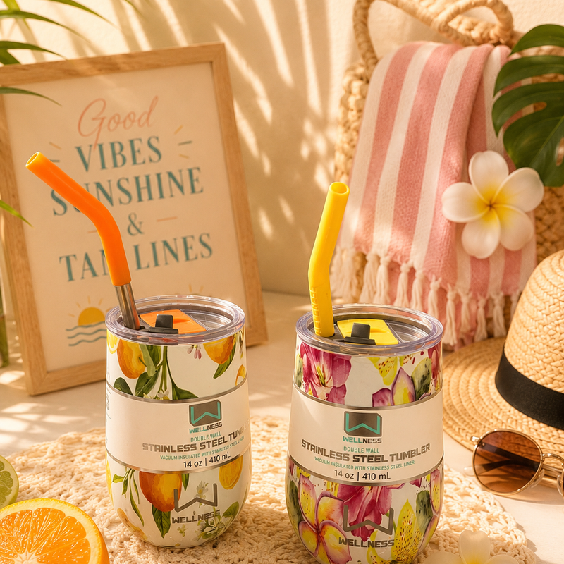 Tropical steel glass style tumbler (410ml )