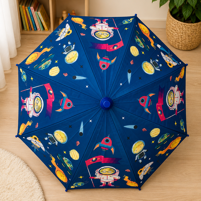 Kids space adventure umbrella with folding cover