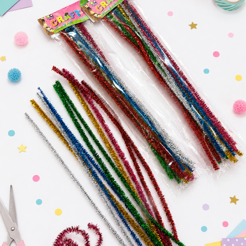 Glitter pipe cleaners for art n craft (set of 12 sticks )