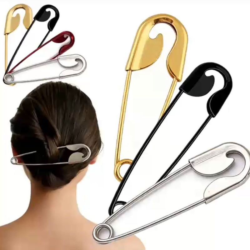 Big safety pin hair clip