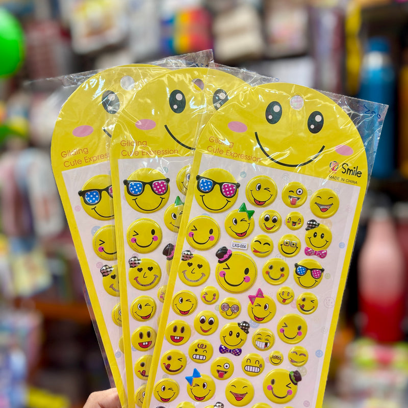 Cute emoji smile puffy sticker set