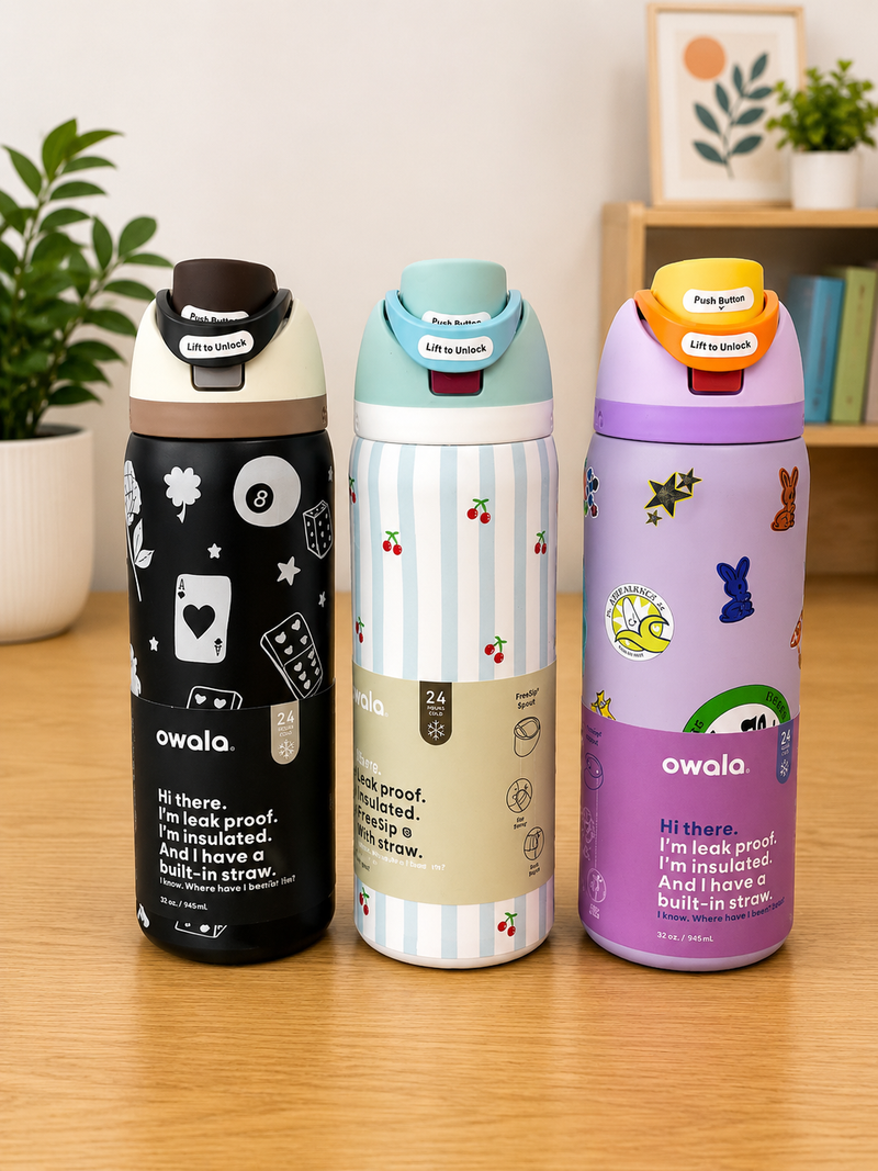 Owala printed premium stainless steel insulated bottle
