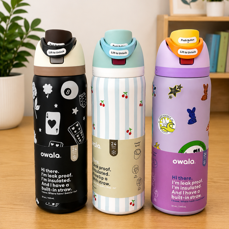 Owala printed premium stainless steel insulated bottle