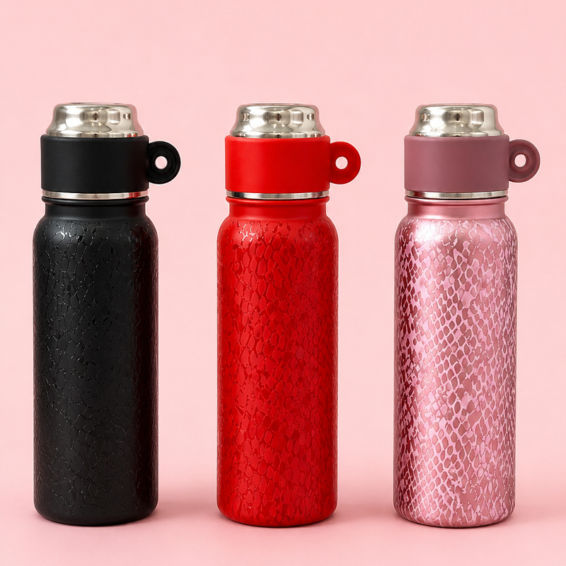 Premium snake print stainless steel flask