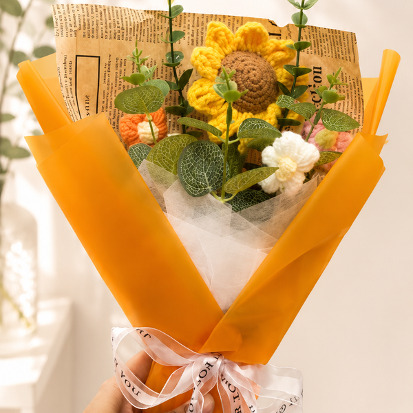 Handmade crafted crochet sunflower bouquet