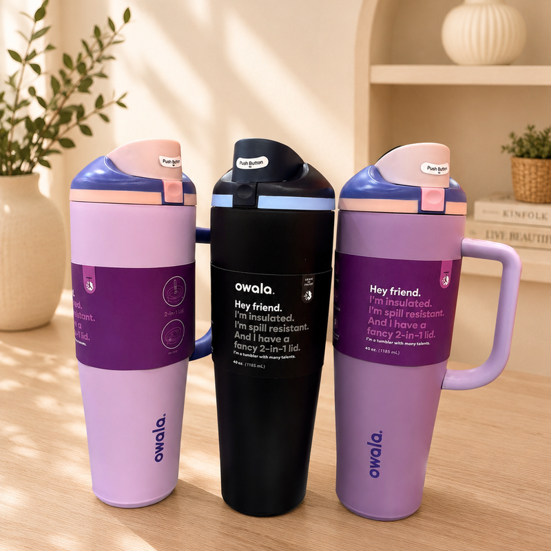 Owala insulated steel tumbler with push button