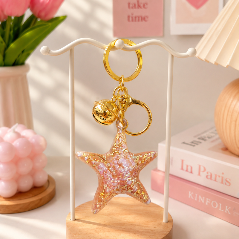Glitter starfish & Shell keychain