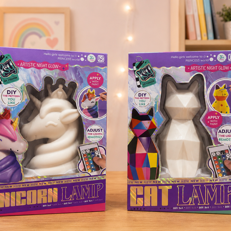 DIY Colour your lamp set - unicorn and cat theme